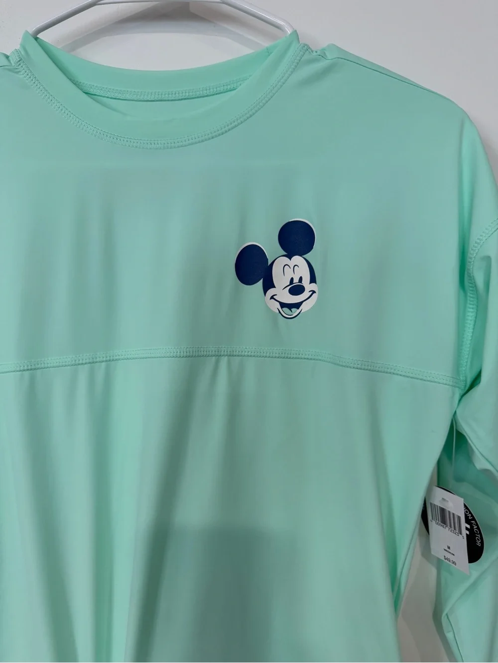 Disney Mint Green Mickey Mouse Long-Sleeve Rash Guard